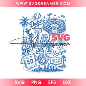 Los Angeles Dodgers Sketch SVG PNG, Dodgers Baseball Stadium Clipart SVG PNG, LA Dodgers Vintage Sports Design SVG 1