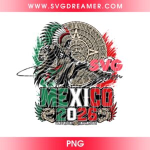 Mexico 2026 Aztec Warrior PNG Design, FIFA World Cup Mexico Soccer PNG, El Tri Football Shirt Design PNG