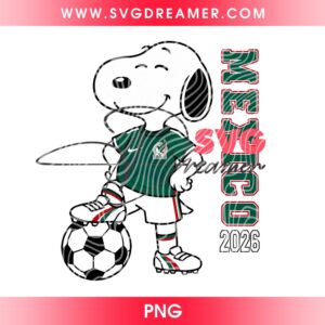Mexico Snoopy PNG, FIFA World Cup 2026 Mexico Peanuts Cartoon PNG, Snoopy Player Mexico Soccer 2026 PNG