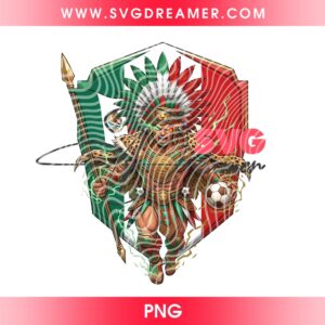 Mexico Soccer Aztec Warrior PNG File, Mexico World Cup 2026 Design PNG, Mexican Football Mascot PNG