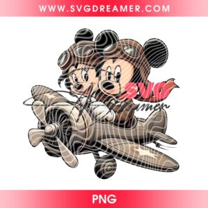 Mickey And Minnie Flying An Airplane PNG, Disney Mickey Mouse Couple PNG