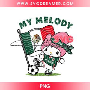 My Melody Fan Mexico Soccer PNG, FIFA World Cup 2026 Mexico Sanrio My Melody PNG