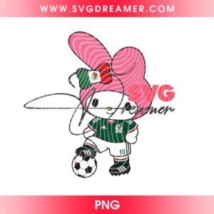 My Melody Mexico Soccer 2026 PNG, FIFA World Cup 2026 Sanrio Cartoon My Melody Mexico PNG