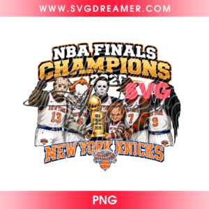 NBA Champions 2026 NY Knicks Horror Friends PNG, Horror Killers Fan New York Knicks Basketball PNG