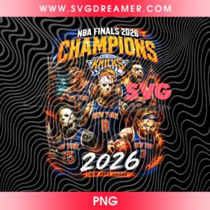 NBA Finals NY Knicks Horror Killers PNG Halftone, Horror Friends Basketball New York Knicks Champions 2026 PNG