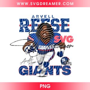 New York Giants Arvell Reese Football PNG Design, NY Giants Football PNG, Arvell Reese Giants PNG File