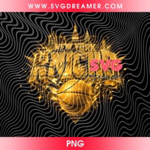 New York Knicks Gold Design PNG, NY Knicks Basketball Logo Golden PNG