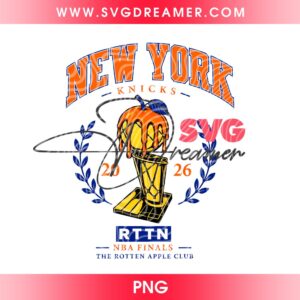 New York Knicks RTTN The Rotten Apple Club PNG Files, New York Knicks 2026 NBA Finals Fan Art PNG, The Rotten Apple Club Trophy Shirt Design PNG
