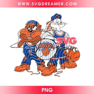 Retro New York Knicks Looney Tunes SVG PNG, NY Knicks NBA Finals 2026 Championship PNG SVG, Brunson And Kat Knicks PNG