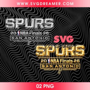 San Antonio Spurs Chrome Metallic PNG File, Championship Glory Golden Spurs NBA Finals 2026 PNG File