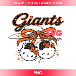 San Francisco Giants Hello Kitty Face Coquette Bow PNG, SF Giants Baseball Cute Hello Kitty Design PNG