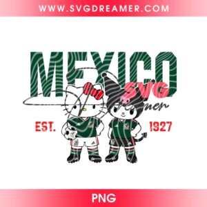 Sanrio Kuromi And Hello Kitty Mexico Soccer PNG, Mexico FIFA World Cup 2026 Cartoon PNG