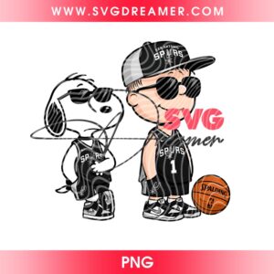 Snoopy And Charlie Brown Spurs PNG, San Antonio Spurs Basketball Peanuts Cartoon PNG, NBA Finals 2026 PNG
