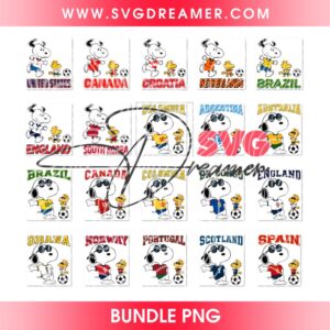 Snoopy FIFA World Cup 2026 Bundle PNG, Peanuts Snoopy Friends Soccer Bundle PNG