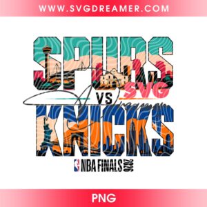 Spurs vs Knicks NBA Finals 2026 PNG Design, 2026 NBA Finals Matchup PNG, Basketball Championship Shirt Design PNG