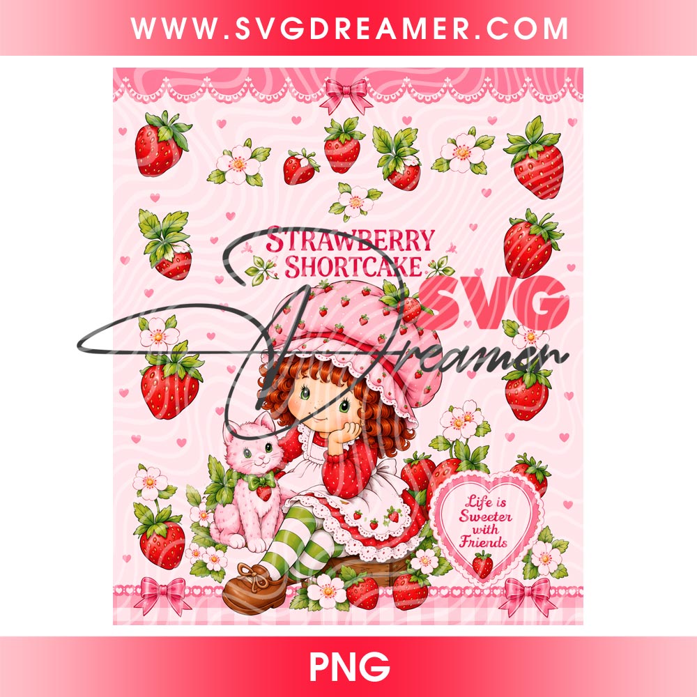 Strawberry Shortcake Tumbler Wrap PNG 2 Strawberry Shortcake Tumbler Wrap PNG