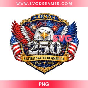 USA 250th Anniversary Eagle PNG, Patriotic American Emblem PNG, American Flag Crest PNG