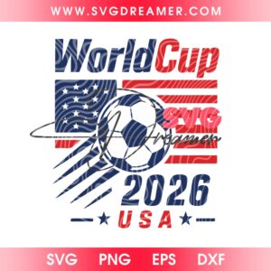 USA FIFA World Cup 2026 SVG PNG Design, Retro USA World Cup 2026 Soccer SVG PNG, Patriotic American Flag Football SVG PNG