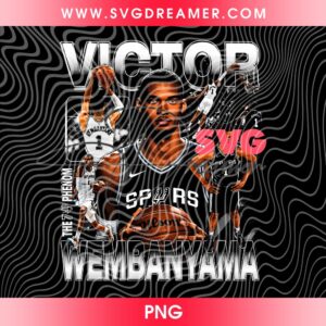 Victor Wembanyama Spurs Halftone Design PNG, San Antonio Basketball Champions 2026 PNG, Wemby Alien Spurs PNG