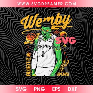 Wemby Alien Spurs SVG PNG File, San Antonio Spurs Basketball 2026 SVG PNG, Wembanyama Alien NBA Finals PNG SVG