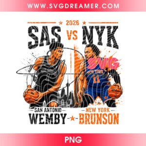 Wemby Vs Brunson NBA Finals Basketball Shirt Design PNG, San Antonio Vs New York Fan Art PNG, Basketball Champions 2026 PNG