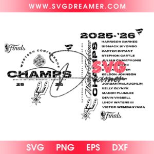 Western Conference Champs 25 - 26 Spurs SVG PNG, San Antonio Spurs Champions 2026 NBA Finals SVG PNG 2