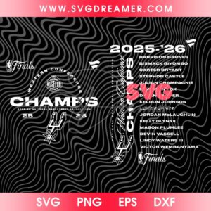 Western Conference Champs 25 - 26 Spurs SVG PNG, San Antonio Spurs Champions 2026 NBA Finals SVG PNG