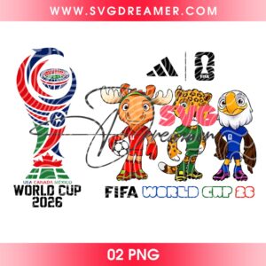 World Cup 2026 USA Canada Mexico Mascot PNG Design, USA Canada Mexico Soccer Trophy PNG Files, FIFA World Cup 2026 Shirt Design PNG