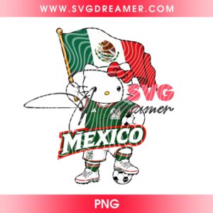 2026 Hello Kitty Mexico Soccer PNG, Mexican Football Cute Soccer Mascot PNG