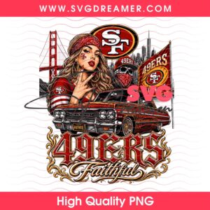 49ers Faithful Girl and Lowrider PNG, San Francisco Football Fan Clipart 3 49ers Faithful Girl and Lowrider PNG San Francisco Football Fan Clipart 2