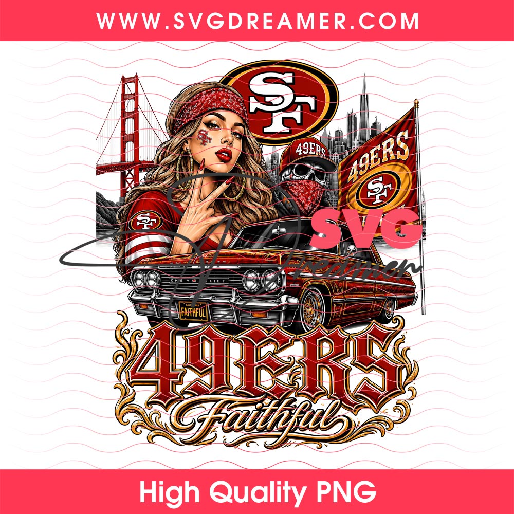 49ers Faithful Girl and Lowrider PNG, San Francisco Football Fan Clipart 2 49ers Faithful Girl and Lowrider PNG San Francisco Football Fan Clipart 2