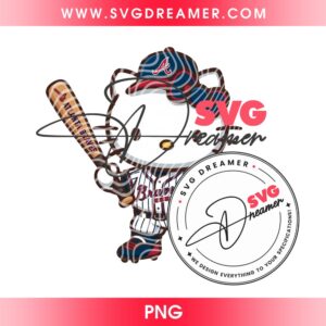 Atlanta Braves Hello Kitty Baseball Player PNG, MLB Braves Team Hello Kitty Sanrio Cartoon PNG