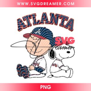 Atlanta Braves MLB Snoopy And Charlie Brown PNG, Peanuts Cartoon Braves Baseball PNG