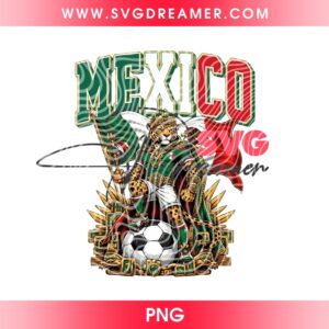 Aztec Jaguar King Soccer Player PNG, Mexico World Cup 2026 PNG File, Mexican Football Fan PNG