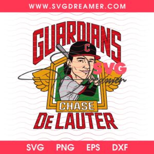 Cleveland Guardians Chase DeLauter SVG PNG, Guardians Baseball Player SVG PNG, Cleveland Guardians MLB SVG PNG Design