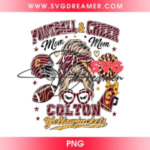 Colton Yellowjackets Football And Cheer Mom PNG