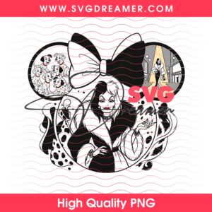 Cruella Mickey Ears PNG Design, Dalmatian Fashion Disney Mouse Ears PNG