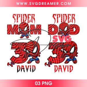 Custom Spiderman Superhero Family PNG, Cartoon Spiderman Birthday Trip PNG