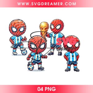 Cute Spiderman Argentina Soccer PNG Bundle, Baby Superhero World Cup 2026 Argentina PNG Bundle