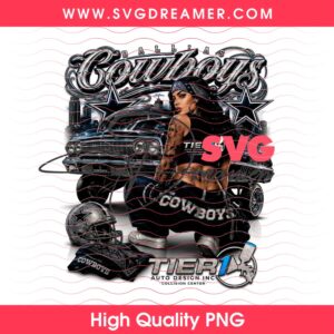Dallas Cowboys Gangster Girl PNG, Lowrider Car Digital Artwork PNG 11
