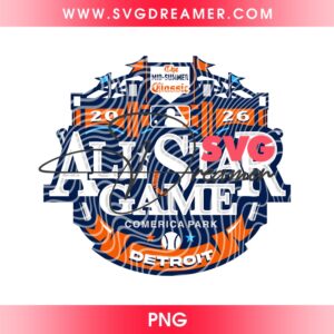 Detroit 2026 MLB All-Star Game PNG Design, Detroit Tigers Baseball PNG Digital Design, 2026 MLB All Star Game PNG File