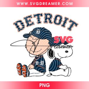 Detroit Tigers MLB Snoopy And Charlie Brown PNG, Peanuts Cartoon Tigers Baseball PNG