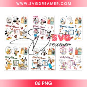 Disney Mickey And Friends Chef Design PNG Bundle, Mickey Minnie Mouse Kitchen PNG Bundle