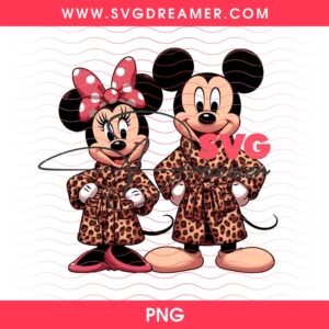 Disney Mickey Minnie Wearing Leopard Outfits PNG