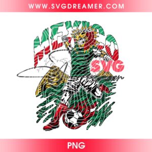 Fierce Mexican Soccer Warrior PNG, Mexico Soccer FIFA World Cup 2026 Shirt Design PNG