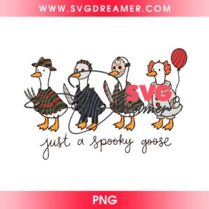 Funny Horror Spooky Goose PNG, Halloween Goose PNG, Retro Goose Horror Characters Halloween PNG