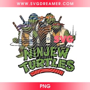Funny Jewish Ninja Turtles PNG Design, Teenage Mutant Ninjew Turtles Parody PNG File, Funny Jewish Hanukkah Ninja Turtles Meme PNG File