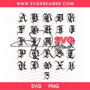 Gothic Alphabet SVG PNG, Old English Font SVG PNG, Blackletter Clipart