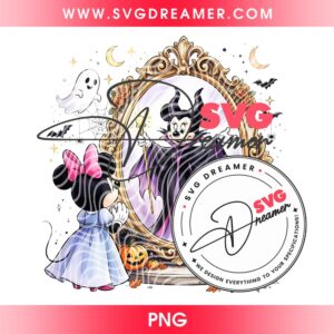 Halloween Minnie Mouse Villain Reflection Mirror PNG, Halloween Witch PNG, Disney Spooky Vibes PNG