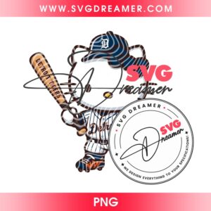 Hello Kitty Detroit Tigers Baseball Player PNG, MLB Tigers Team Hello Kitty Sanrio Cartoon PNG